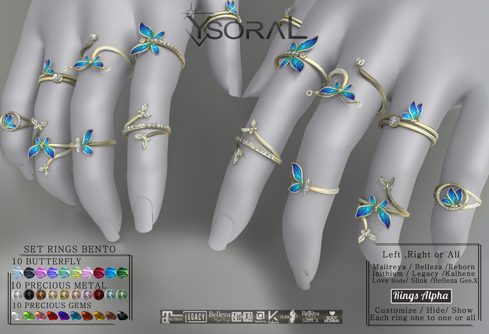 ~~ Ysoral ~~.:Luxe Set 8 Rings  butterfly :.(BENTO)