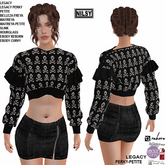 SKULL SWEATER&ZIPPED SKIRT,MESH BODY