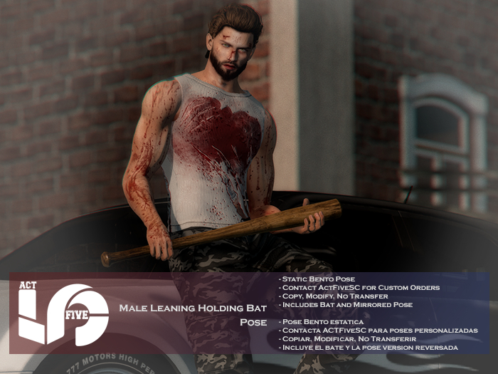 ACT5-985-Male Leaning Holding Bat Pose BOXED