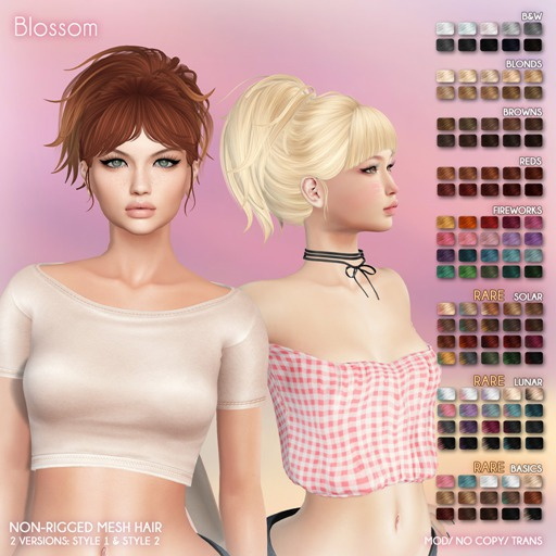 /Wasabi Pills/ Blossom Mesh Hair - Style 2 - Reds 