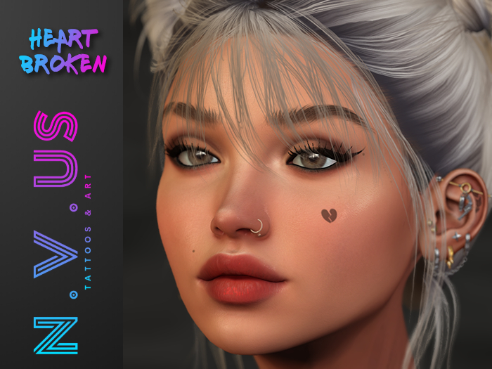 Second Life Marketplace - [N.V.US] ::Broken Heart:: [face tattoo] [BoM ...