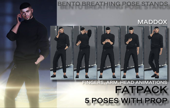 MADDOX | MALE Bento Breathing POSE STAND ANIMATION | FATPACK of 5 - GARY