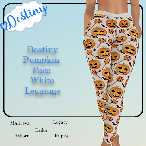 _Destiny_ Pumpkin Face White Leggings