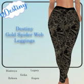 _Destiny_ Gold Spider Web Leggings