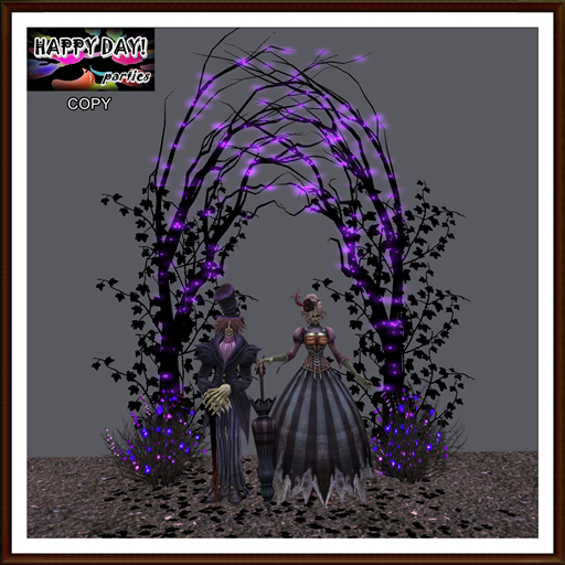 Halloween - Lit Tree Arch With Vampires