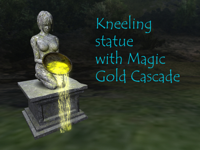 -MBC-Statue - kneeling - Light Stone + bowl (Gold)