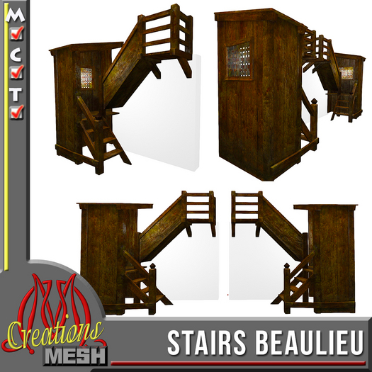 Staircase|Stairs Beaulieu FP, medieval wooden stairs for a castle wall