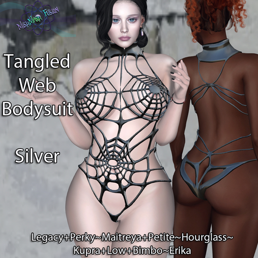 ~*MF*~ Tangled Web Bodysuit - Silver(Add or Rez)