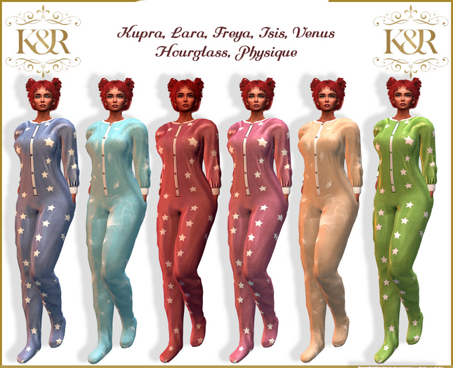 Footie pajama Kupra,Legacy,Freya,Isis,Venus,Hourglass,Physique