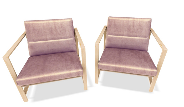ionic : Velvet Chair (Light Pink) set of 2