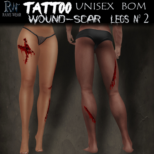 RAMS WEAR--Tattoo-Wound Scar Legs-2-[add&click]