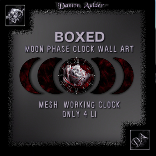 NuTec: Bloody White Rose Moon Phase Wall Clock Mesh (Boxed)
