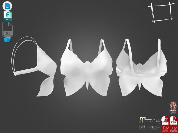 Dae Obj FBX For Female Butterfly Top Maitreya, Slink (Physique,Hourglass), Belleza (Isis,Freya), Legacy
