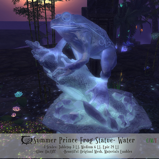 Second Life Marketplace - [CC] Summer Prince Frog Statue- Water