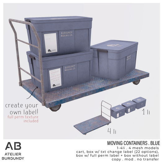 Atelier Burgundy . Moving Containers . Blue *ADD*