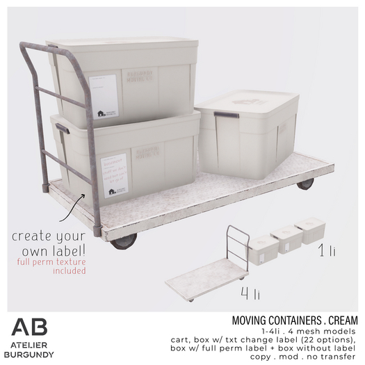 Atelier Burgundy . Moving Containers . Cream *ADD*