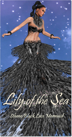 LS Stheno in Black Rose Lace Mermaid
