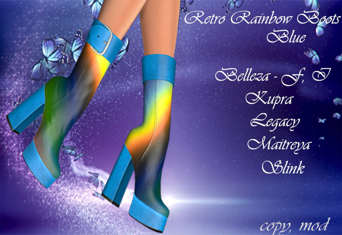 Retro Rainbow Boots Blue