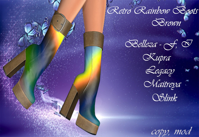 Retro Rainbow Boots Brown