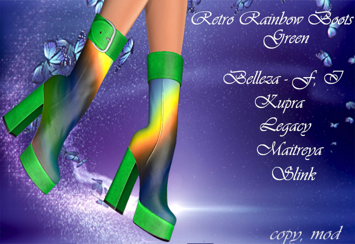 Retro Rainbow Boots Green
