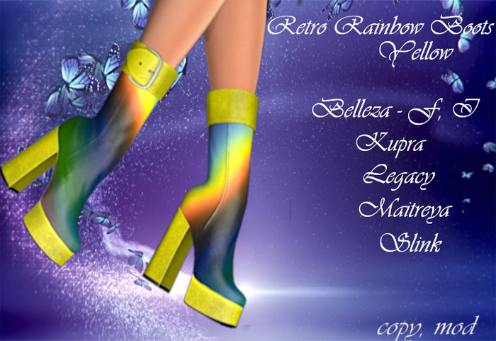 Retro Rainbow Boots Yellow