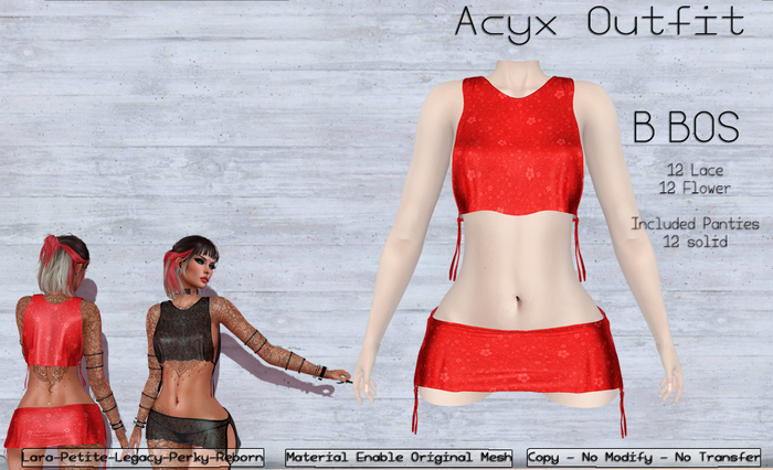 B BOS - Acyx Outfit - Flower Red (Add me)