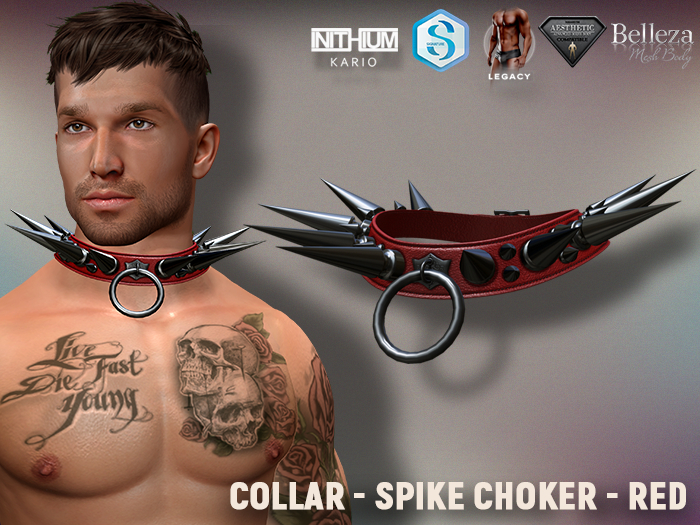 [7/11] Collar - Spike Choker - Red