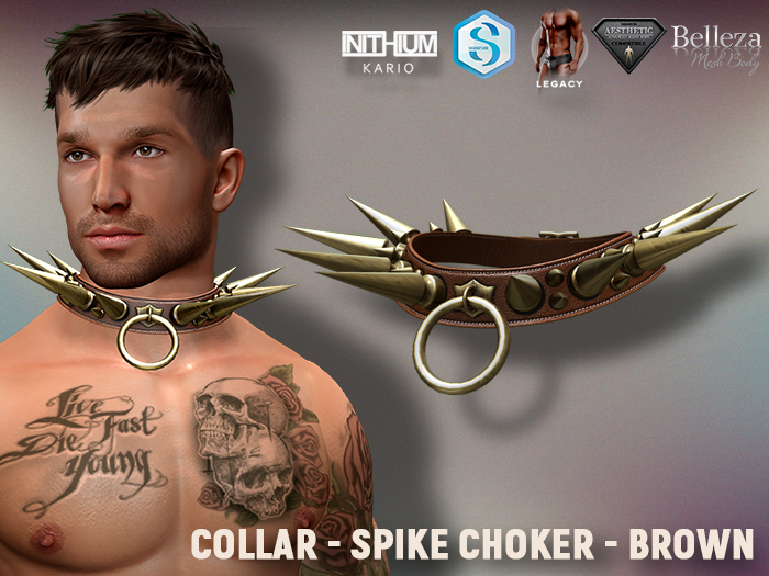[7/11] Collar - Spike Choker - Brown