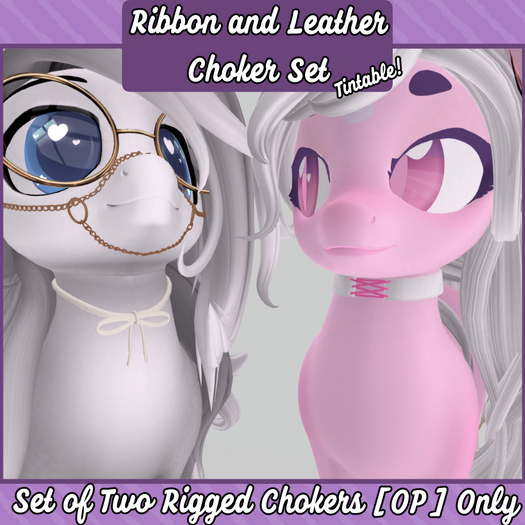 Moonpop: Ribbon + Leather Choker Set