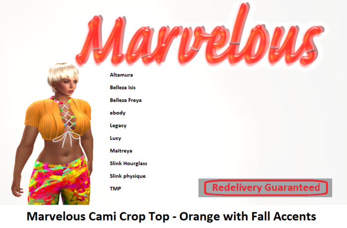 Marvelous Cami Crop Top - Orange with Fall Accent