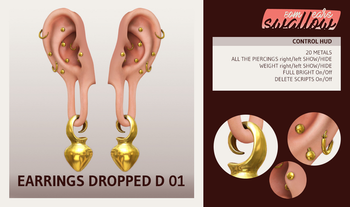 ^^Swallow^^ DEMO Earrings Dropped D01 (f/m)