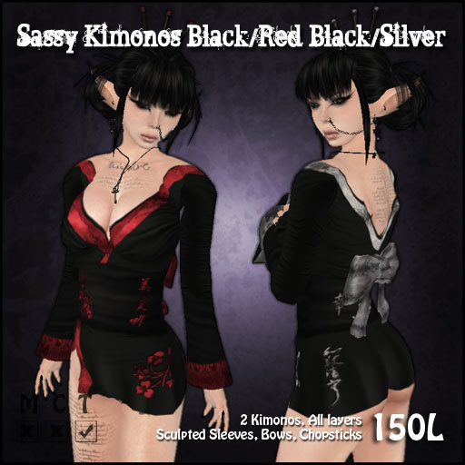 [Sassy Kitty Designs] Sassy Kimono Black/Red & Black/Silver