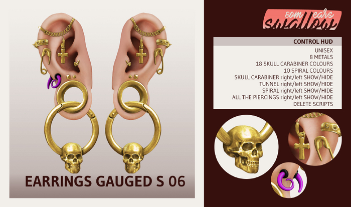 ^^Swallow^^ DEMO Earrings Gauged S06