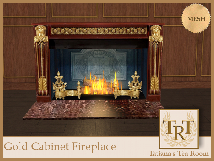TTR-Marie Antoinette Gold Cabinet Fireplace 