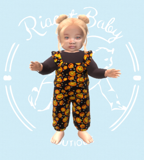 (RBB) Pumpkin Overalls Ruffels -LB