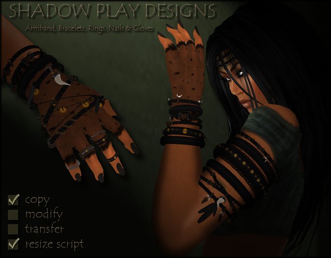 Shadow Play Designs - Armband, Bracelets, Rings, Nails and Gloves Mohegan (boxed)