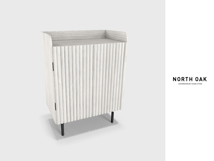 [North Oak] + Nestor Entry Cabinet (white)