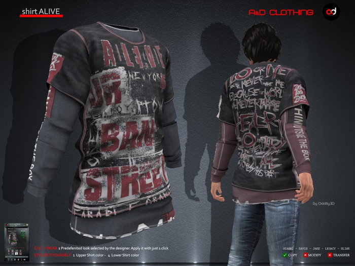 A&D Clothing - Shirt -Alive- Ebony