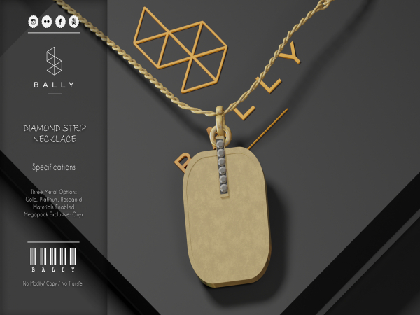 'BALLY' Diamond Strip Necklace Gold