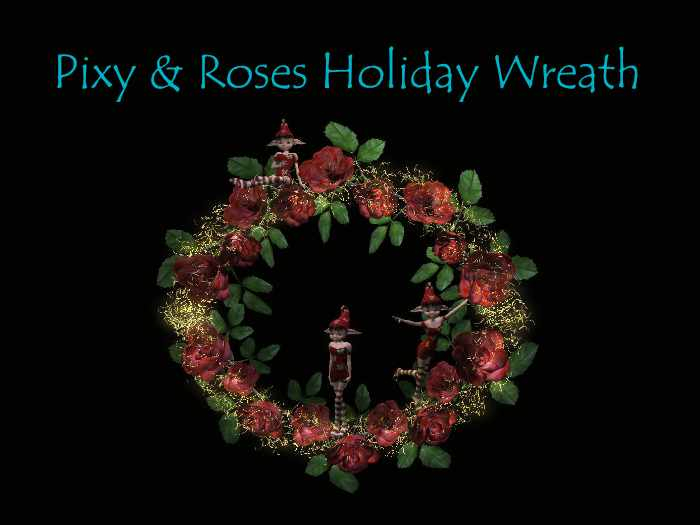 -MBC-Pixy & Roses Holiday Wreath