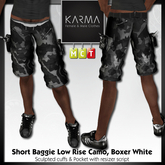 Karma - Short Baggie Camo with pocket , Boxer White
