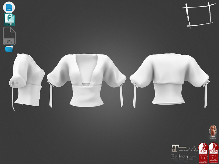 Dae Obj FBX For Female Kimono Top Maitreya Slink Physique Hourglass Belleza Isis Freya Legacy