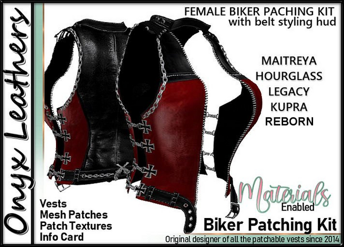 Full Length Female Biker Red Vests - Crosses Version