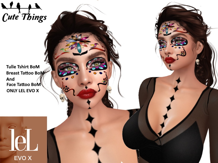 [CT] Face Calavera + Breast  + Tshirt BoM Tattoo -ONLY EvoX