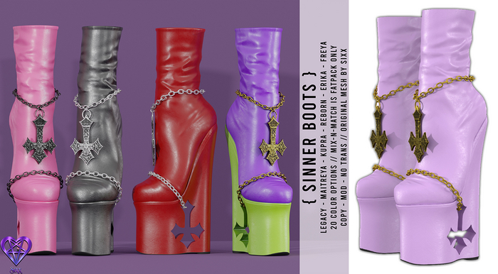 - sixx - Sinner Boots - Lavender