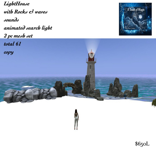 Lighthouse Rock, & waves working Light-BoxLI=61