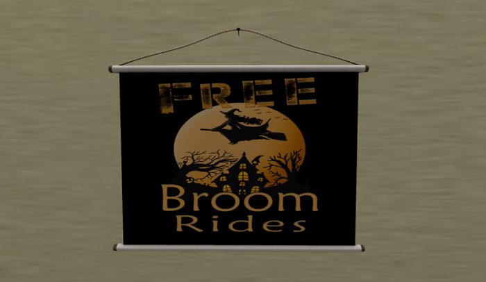 Halloween Free Broom Rides Hanging Banner