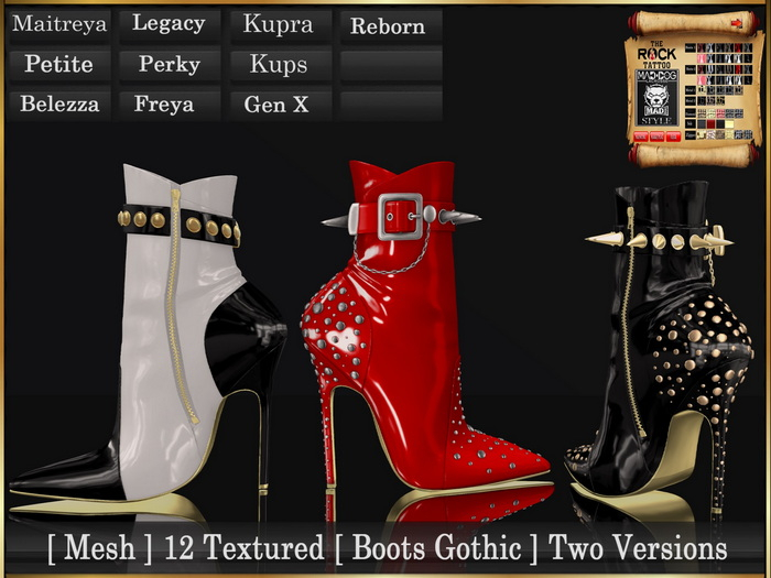 [ Mesh ] 12 Textured [ Boots Gothic ] Two Versions
