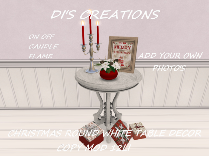 CHRISTMAS ROUND WHITE TABLE DECOR