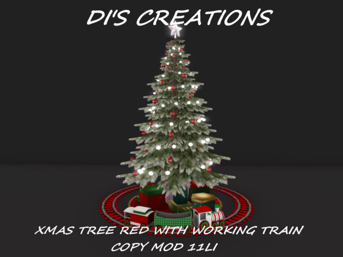 XMAS TREE RED WITH WORKING TRAIN